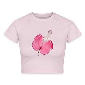 Blume erotisch - Cropped Frauen Organic T-Shirt - Puderrosa - Vorne - AI Model Female 172 dark (172cm)