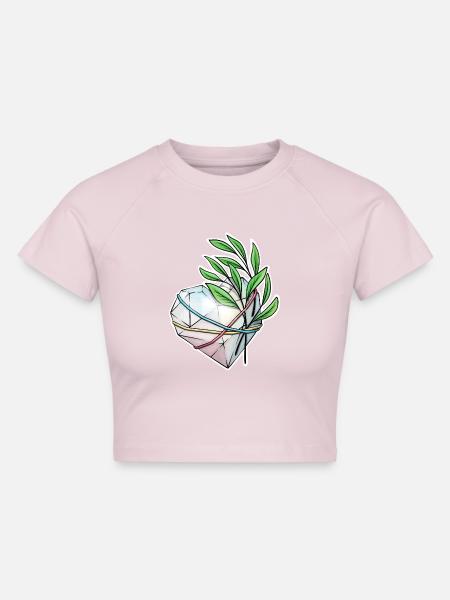 Kristall Herz - Cropped Frauen Organic T-Shirt - Puderrosa