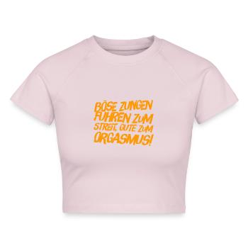 böse Zungen - Cropped Frauen Organic T-Shirt - Puderrosa - Vorne - AI Model Female 172 dark (172cm)