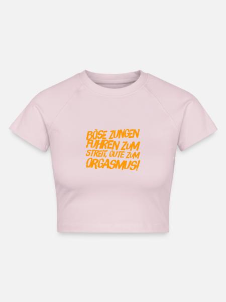 böse Zungen - Cropped Frauen Organic T-Shirt - Puderrosa