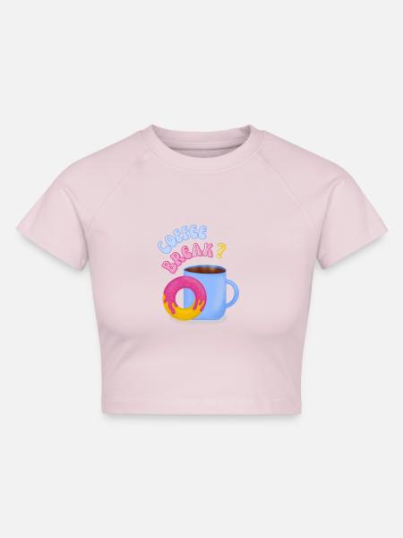 Coffee Break? - Cropped Frauen Organic T-Shirt - Puderrosa