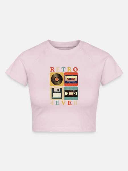 Retro 4Ever – Vintage-Medien-Nostalgie - Cropped Frauen Organic T-Shirt - Puderrosa