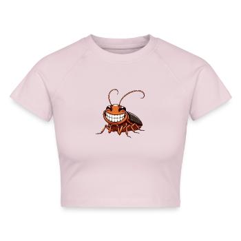 Süße Kakerlake Schabe Comic Cartoon - Cropped Frauen Organic T-Shirt - Puderrosa - Vorne - AI Model Female 172 dark (172cm)