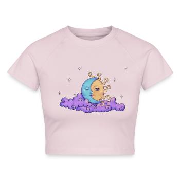 Sol y Luna - Cropped Frauen Organic T-Shirt - Puderrosa - Vorne - AI Model Female 172 dark (172cm)