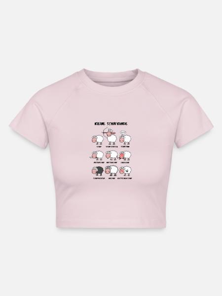 Kleine Schafkunde - Cropped Frauen Organic T-Shirt - Puderrosa