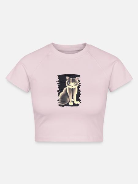 Katzebild - Cropped Frauen Organic T-Shirt - Puderrosa