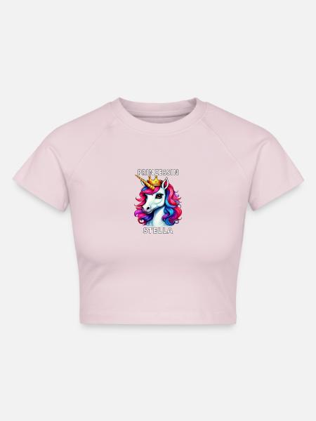 EINHORN PRINZESSIN STELLA - Cropped Frauen Organic T-Shirt - Puderrosa