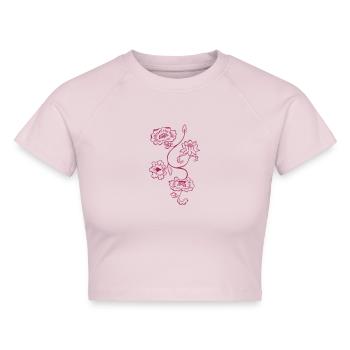 Blumenranke, Ornament - Cropped Frauen Organic T-Shirt - Puderrosa - Vorne - AI Model Female 172 dark (172cm)
