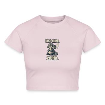 Drache mag Brokkoli – Comic-Stil - Cropped Frauen Organic T-Shirt - Puderrosa - Vorne - AI Model Female 172 dark (172cm)