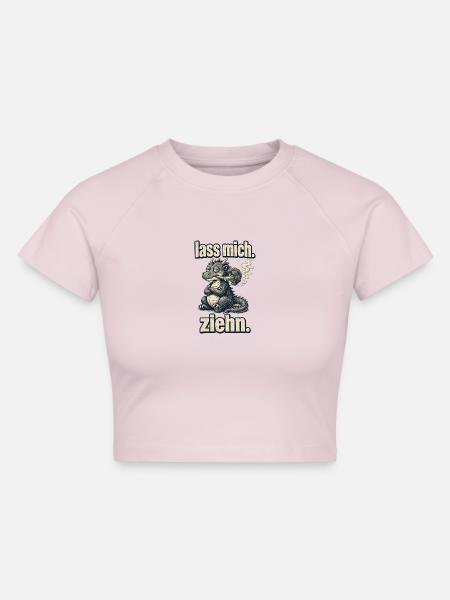 Drache mag Brokkoli – Comic-Stil - Cropped Frauen Organic T-Shirt - Puderrosa