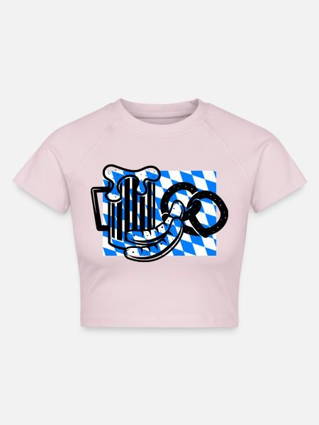 Bayerische Brotzeit - Bayern - Cropped Frauen Organic T-Shirt - Puderrosa