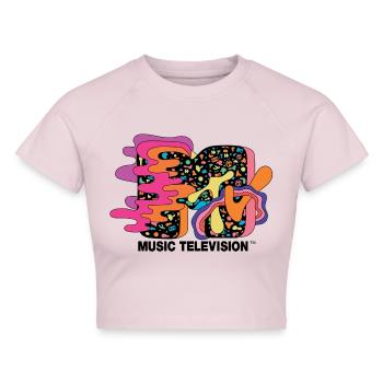 MTV Music Television Buntes Trippy Logo - Cropped Frauen Organic T-Shirt - Puderrosa - Vorne - AI Model Female 172 dark (172cm)
