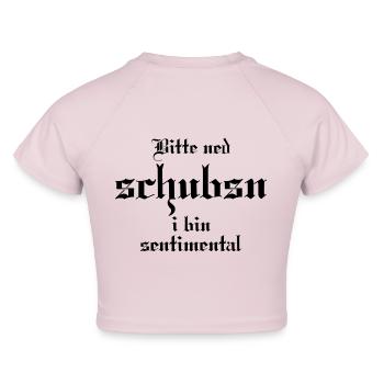 Schubs mi ned - Cropped Frauen Organic T-Shirt - Puderrosa - Hinten - AI Model Female 172 dark (172cm)