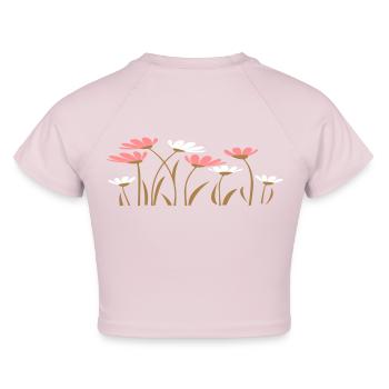 Blumenwiese - Cropped Frauen Organic T-Shirt - Puderrosa - Hinten - AI Model Female 172 dark (172cm)