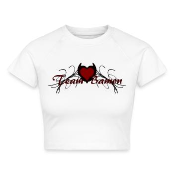 team bamon - Cropped Frauen Organic T-Shirt - Weiß - Vorne - AI Model Female 172 dark (172cm)