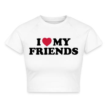 I love my friends - Cropped Frauen Organic T-Shirt - Weiß - Vorne - AI Model Female 172 dark (172cm)