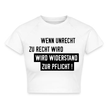 wo-wenn-unrecht-zu-recht- - Cropped Frauen Organic T-Shirt - Weiß - Vorne - AI Model Female 172 dark (172cm)