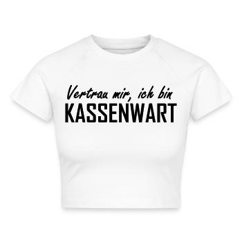 vertrau mir, ich bin kassenwart - Cropped Frauen Organic T-Shirt - Weiß - Vorne - AI Model Female 172 dark (172cm)