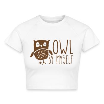 Eule allein! Eule Wortspiel - Cropped Frauen Organic T-Shirt - Weiß - Vorne - AI Model Female 172 dark (172cm)