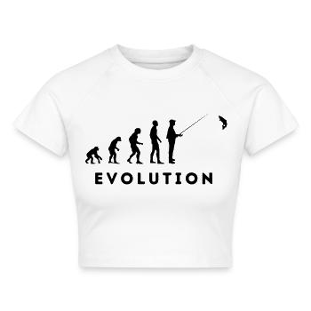 T-Shirt Evolution Fischer Geschenk Humor Angeln - Cropped Frauen Organic T-Shirt - Weiß - Vorne - AI Model Female 172 dark (172cm)