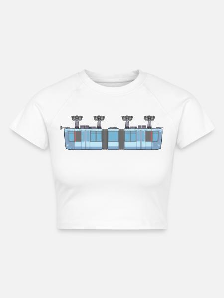Schwebebahn kurz pixelart - Cropped Frauen Organic T-Shirt - Weiß