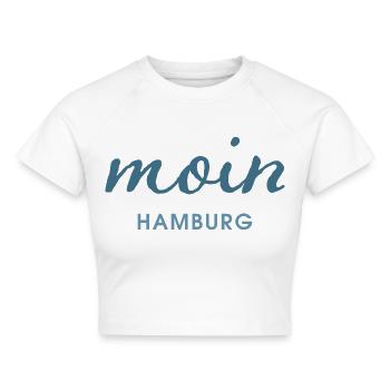 Moin Hamburg - Cropped Frauen Organic T-Shirt - Weiß - Vorne - AI Model Female 172 dark (172cm)