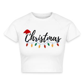 Weihnachtsgeschenk - Cropped Frauen Organic T-Shirt - Weiß - Vorne - AI Model Female 172 dark (172cm)