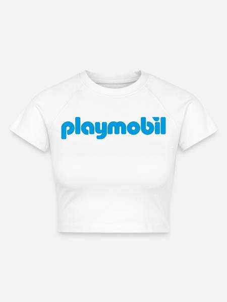 Playmobil Klassisches Logo - Cropped Frauen Organic T-Shirt - Weiß