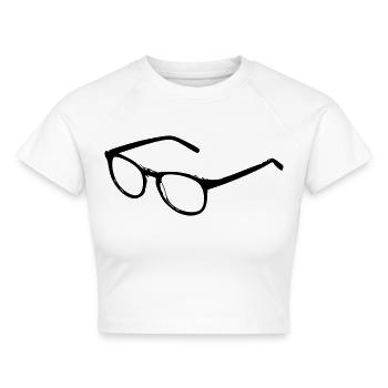 Brille - Bild - Cropped Frauen Organic T-Shirt - Weiß - Vorne - AI Model Female 172 dark (172cm)