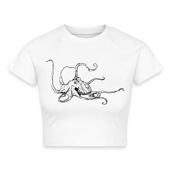 Oktopus - Cropped Frauen Organic T-Shirt - Weiß - Vorne - AI Model Female 172 dark (172cm)