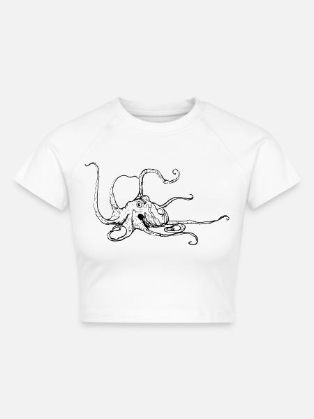 Oktopus - Cropped Frauen Organic T-Shirt - Weiß