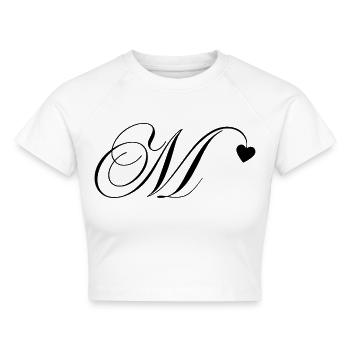 Buchstabe m Kalligraphie Herz - Cropped Frauen Organic T-Shirt - Weiß - Vorne - AI Model Female 172 dark (172cm)
