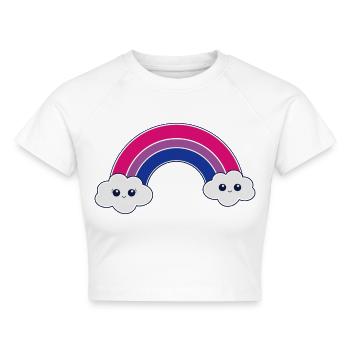 Bisexuell Regenbogen bi pride LGBTQ Flagge Kawaii - Cropped Frauen Organic T-Shirt - Weiß - Vorne - AI Model Female 172 dark (172cm)