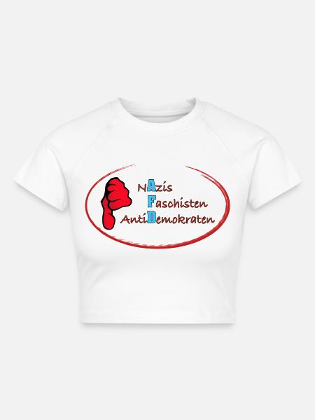 AfD Daumen runter - Cropped Frauen Organic T-Shirt - Weiß