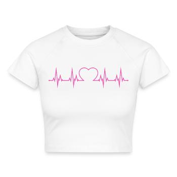 Herzschlag EKG  - Cropped Frauen Organic T-Shirt - Weiß - Vorne - AI Model Female 172 dark (172cm)