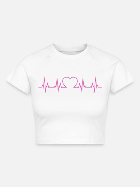 Herzschlag EKG  - Cropped Frauen Organic T-Shirt - Weiß