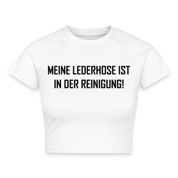 lederhose - Cropped Frauen Organic T-Shirt - Weiß - Vorne - AI Model Female 172 dark (172cm)