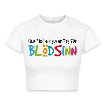 Blödsinn - Cropped Frauen Organic T-Shirt - Weiß - Vorne - AI Model Female 172 dark (172cm)