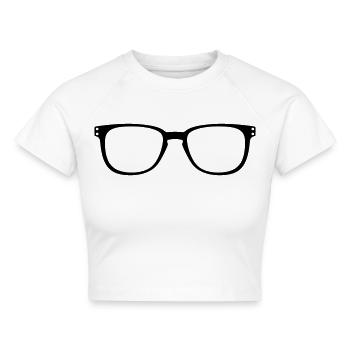 Brille - Cropped Frauen Organic T-Shirt - Weiß - Vorne - AI Model Female 172 dark (172cm)