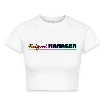 Design Feelgood Manager bunt - Cropped Frauen Organic T-Shirt - Weiß - Vorne - AI Model Female 172 dark (172cm)