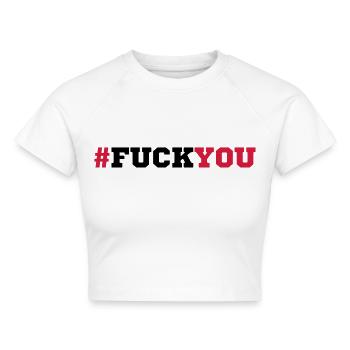 hashtag text muster symbol fuck you off logo desig - Cropped Frauen Organic T-Shirt - Weiß - Vorne - AI Model Female 172 dark (172cm)