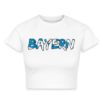 Bayern Schriftzug - Cropped Frauen Organic T-Shirt - Weiß - Vorne - AI Model Female 172 dark (172cm)