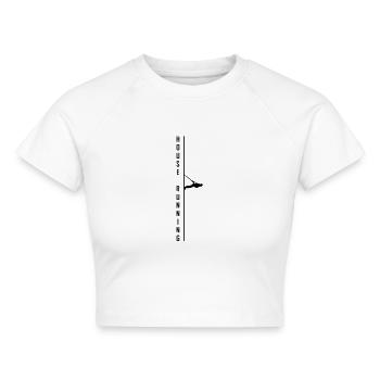 House,running,hochhaus,extrem,sport,rennen,gurt - Cropped Frauen Organic T-Shirt - Weiß - Vorne - AI Model Female 172 dark (172cm)