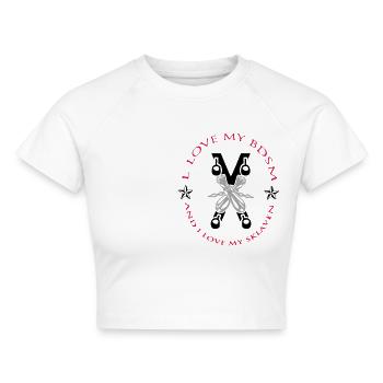 Sklave - Cropped Frauen Organic T-Shirt - Weiß - Vorne - AI Model Female 172 dark (172cm)