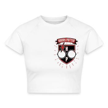 Harry Potter Blitz, Brille Und Initialien - Cropped Frauen Organic T-Shirt - Weiß - Vorne - AI Model Female 172 dark (172cm)