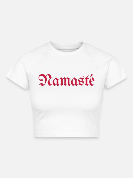 Namasté - Cropped Frauen Organic T-Shirt - Weiß