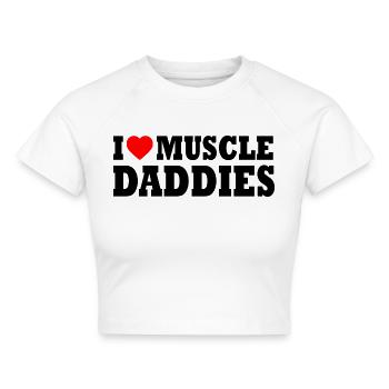 I love muscle daddies - Cropped Frauen Organic T-Shirt - Weiß - Vorne - AI Model Female 172 dark (172cm)