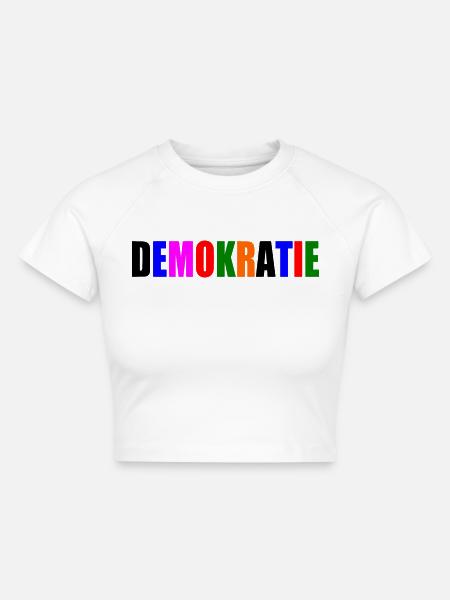 Demokratie - Cropped Frauen Organic T-Shirt - Weiß