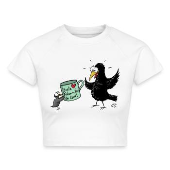 Rabenmutter Muttertag - Cropped Frauen Organic T-Shirt - Weiß - Vorne - AI Model Female 172 dark (172cm)