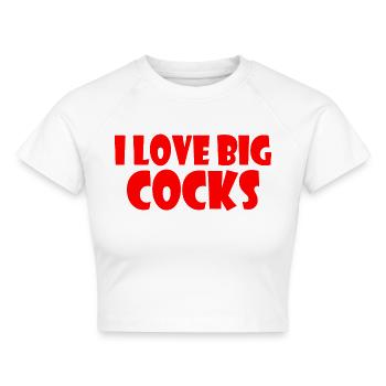 I love big cocks - Cropped Frauen Organic T-Shirt - Weiß - Vorne - AI Model Female 172 dark (172cm)